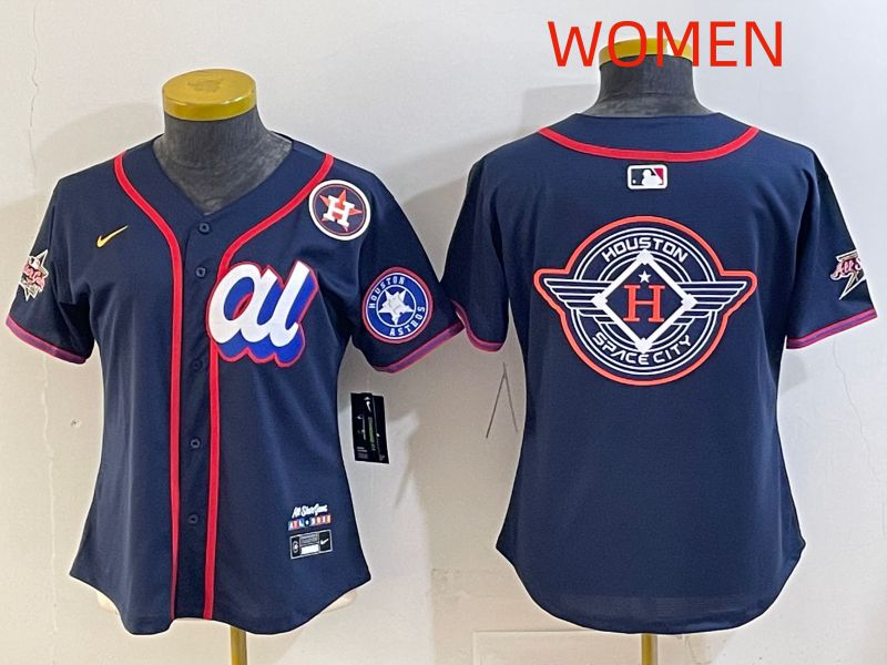 Women 2025 Houston Astros Blank Drak Blue All star Nike MLB Jersey style 012